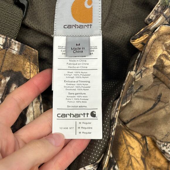 Carhartt Realtree Camouflage Shoreline Men M Nylon Hunting Camo Bib Overalls EUC - Picture 3 of 15
